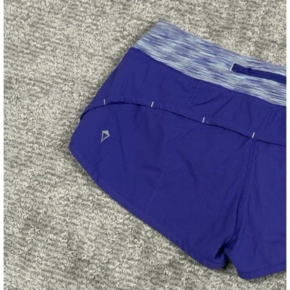 Ivivva Lululemon Speed Up Shorts Girls 12 Purple Lined Zip Pocket Drawstring